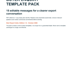Cover of the Buyer Enquiry Template Pack with 15 editable messages