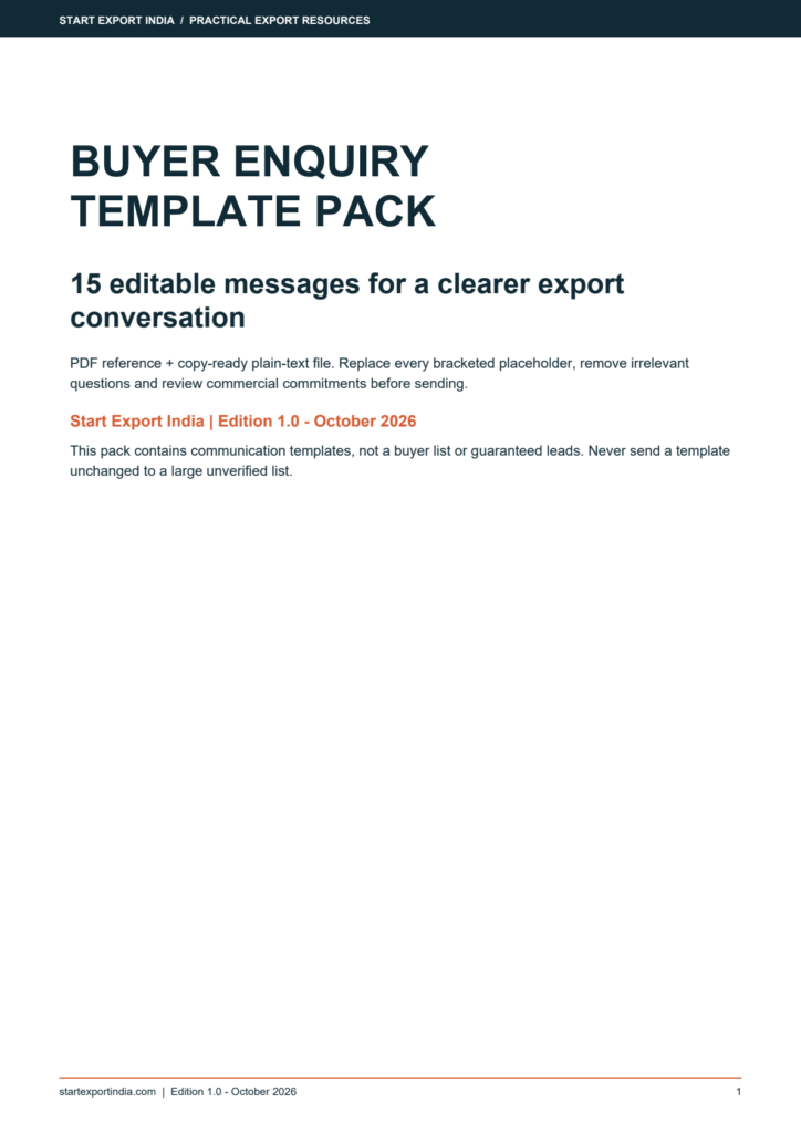Cover of the Buyer Enquiry Template Pack with 15 editable messages