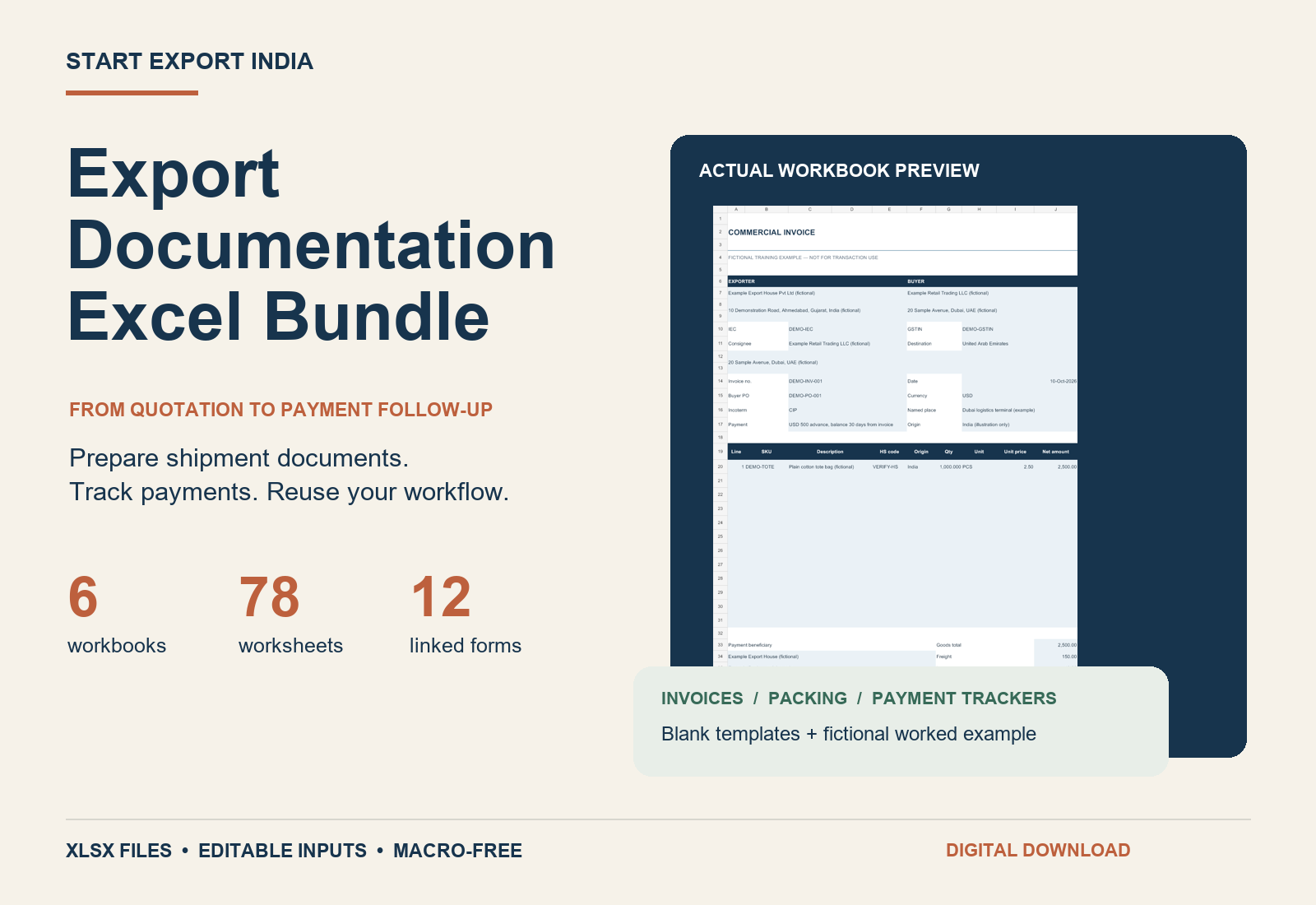 Export Documentation Excel Bundle for Indian Exporters